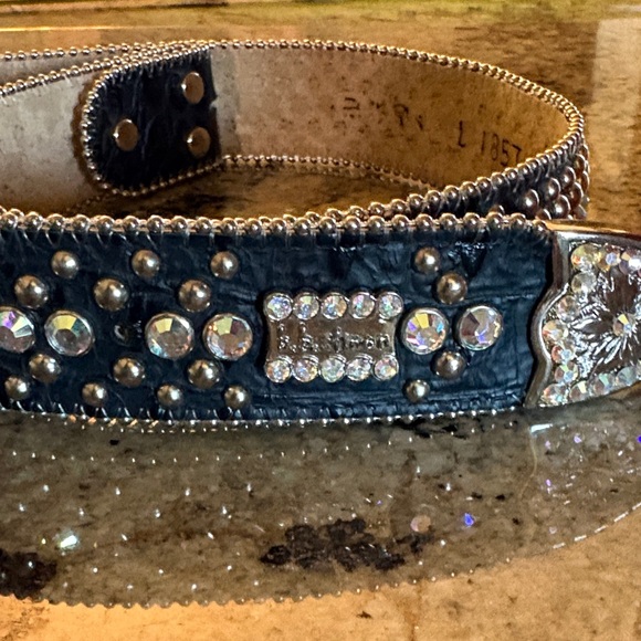 B.B. Simon Black and Silver Studded Belt